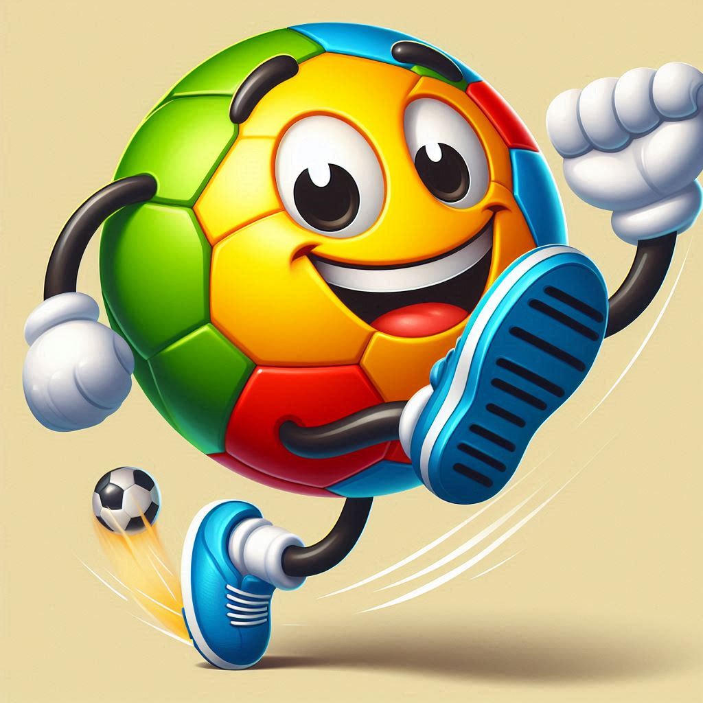 logo di un pallone da calcio sorridente